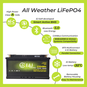 Batería Lifepo4 Grupo 49 H8 12V 180Ah, de Litio para RV y Embarcaciones - Product Image 5