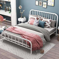 Lit Queen Size Moderne et Simple en Métal et Tissu avec Sommier Intelligent, Style Coréen, Couleur Personnalisable pour Hôtels