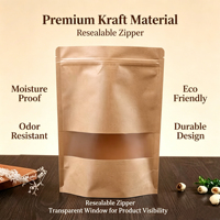Bolsa de Papel Kraft con Cierre Zip, Ventana y Sellado Térmico para Envasado de Alimentos, Personalizable
