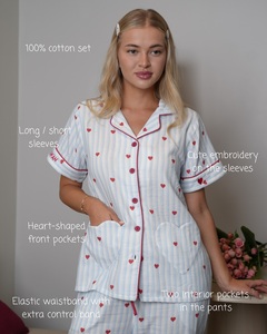 Pyjama en coton personnalisé pour femme, manches longues, longueur intégrale, nouvelle collection printemps-automne 2026, grande taille, confortable - Product Image 3