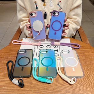 Estuche translúcido colorido degradado para <span class=keywords><strong>IPhone</strong></span> <span class=keywords><strong>12</strong></span> 13 14 15 16 Pro Max 16E Carga inalámbrica Cubierta de <span class=keywords><strong>cuerda</strong></span> colgante magnética fuerte - Product Image 1