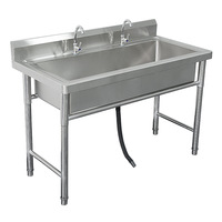 Éviers commerciaux en acier inoxydable 304 épaissi, surface brossée, à bande longue, à cuve simple/double/triple pour cuisines scolaires