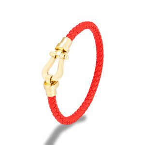 FRED Blue Braided PU Leather <b>Bracelet</b> Gold Plated Hook Clasp Unisex Classic Style - Product Image 3