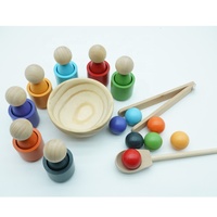 Jouet interactif pour bébé et tout-petit Boules de poupée dans des tasses Jouet Montessori Jeu de trieur en bois Toi éducatif