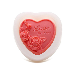 <span class=keywords><strong>Moule</strong></span> à savon en silicone écologique en forme de cœur avec lettres « Love Forever » et motif de rose, facile à démouler, rose - Product Image 3