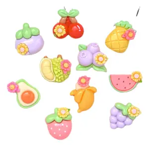 Hot Selling Small Fruit With Flowers Flatback Resin Art Crafts For Scrapbooking Embellishment Cream Glue Phone Case Charms DIY