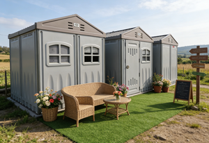 ביתן גינה נייד מודולרי מוכן מראש, עמיד למים, מופעל באנרגיה סולארית, ידידותי לסביבה, עשוי HDPE, קטן ונייד. - Product Image 6