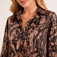Chemisier à manches longues pour femme, noir et marron, à fleurs, pour le bureau, décontracté, chic, élégant, printemps/été 2026