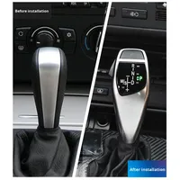 Poignée de levier de vitesses en cuir PU argenté pour accessoires intérieurs de voiture BMW Série 3 E90 E91 E92 E93 2006-2012