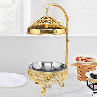 Chauffe-Plats Royal 8L Doré en Acier Inoxydable – Ensemble Buffet avec Couvercle Suspendu pour Hôtels, Mariages et Traiteurs