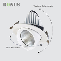 Spot encastré LED orientable et rotatif pour coffre de magasin, 9W COB, éclairage ponctuel
