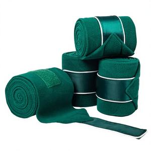 Bandages de jambe pour chevaux d'équitation personnalisés, coton/fleece/polyester de haute qualité, fermeture à crochets et boucles, protection des jambes pour les courses de chevaux - Product Image 1