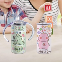 Gobelet isotherme droit en acier inoxydable à double paroi de 12 oz, blanc, pour enfants, avec bec verseur, personnalisable par sublimation