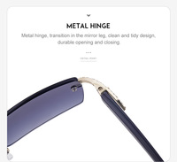 2024 dernière conception lunettes de soleil en métal sans monture cadre carré sans monture lunettes de soleil logo personnalisé branches en bois lunettes de soleil