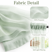 Rideaux de porte en voile vert sauge 60x36 pouces, à fente supérieure, super doux, voile court, filtrant la lumière, protection de l'intimité, 2 panneaux, style français