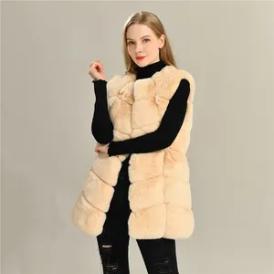 High Quality Cheap Vest Female Artificial Fur Sleeveless Long Inside Womens Faux Fur Coats Wholesale