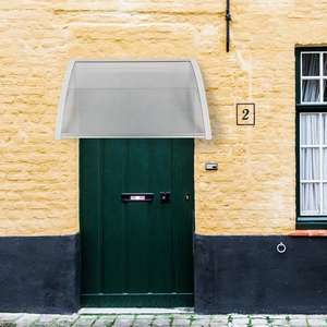 Panneau de protection contre la pluie en aluminium pour la maison, 100 x 80 cm, avec porte et fenêtre à commande manuelle, panneau transparent et support blanc - Product Image 6