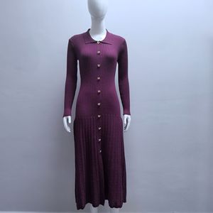 GX2031 2025年时尚女装供应商性感 Polo 长袖针织连衣裙修身休闲长裙 - Product Image 4