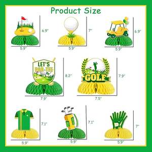 8 Piezas <span class=keywords><strong>de</strong></span> Decoraciones para Mesa <span class=keywords><strong>de</strong></span> Fiesta <span class=keywords><strong>de</strong></span> Golf, Centros <span class=keywords><strong>de</strong></span> Mesa <span class=keywords><strong>de</strong></span> Panal <span class=keywords><strong>de</strong></span> Abeja Amarillos y Verdes, Artículos para Fiestas Deportivas y Cumpleaños - Product Image 4