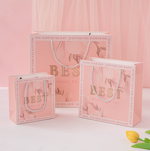 Ready-made blue pink gift <b>bag</b> high-end ribbon handbag custom logo-printed paper <b>bag</b> packaging <b>bag</b> with bow tie - Product Image 2