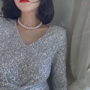 Collar de Perlas de Agua Dulce Naturales, Brillantes, Planas y Versátiles de Lanyun, Collar de Perlas Completas, Regalo para Mamá - Product Image 5