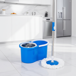 Juego <span class=keywords><strong>de</strong></span> Cubo para Fregona <span class=keywords><strong>de</strong></span> Acero Inoxidable con Sistema Manos Libres, 360 °   Sistema <span class=keywords><strong>de</strong></span> Separación <span class=keywords><strong>de</strong></span> Aguas Residuales y Lavado por Centrifugado para Limpieza <span class=keywords><strong>de</strong></span> Pisos en el Hogar - Product Image 1