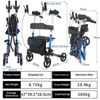 Déambulateur pliable pour personnes âgées MK, solution de mobilité, siège, roues tout-terrain, réglage de la hauteur, dossier ergonomique