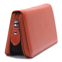 Dompet Wanita Kulit Asli Mewah 3 Lipat RFID Tempat Kartu Ponsel Dompet Koin Wanita Desainer Penutup Paspor Modis