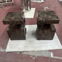Table de chevet en pierre naturelle de luxe, table d'appoint en marbre Emperador foncé pour salon