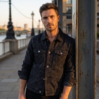 Blouson en jean streetwear haut de gamme avec imprimé lettres, noir délavé, coupe ample et épaisse, réversible, respirant, pour homme, hiver, style camionneur