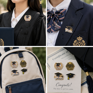 Épingles de graduation personnalisées en métal pour étudiants, badges personnalisés pour toque de doctorat, thème animal/fée, souvenir pour la saison des diplômes - Product Image 2
