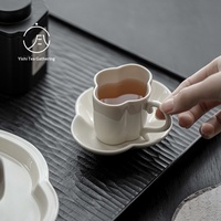Service à thé Kung Fu en céramique artisanale, style vintage, luxe léger, glaçure rétro, passe au lave-vaisselle, tasse de dégustation, motif maison de thé et motif cendres de plantes