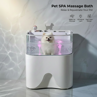 Baignoire pour animaux de compagnie en acrylique avec lumières LED, faible bruit, contrôle thermostatique, fonctions de massage et d'hydromassage, design autoportant