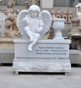 Aanpasbaar Wit Marmeren Engel Sculptuur Grafsteen Monument Voor Begraafplaats Gedenktekens - Product Image 5