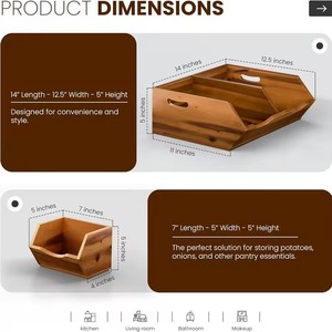 Caja de Almacenamiento de Cocina de Madera, Organizador Apilable de Bambú para Encimera, Diseño Rústico Multifuncional - Product Image 3