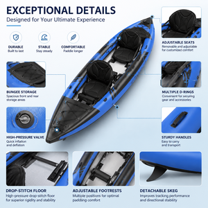Kayak inflable de pesca con pedales, tipo sit-on-top, para dos personas, con tecnología Drop Stitch, canoa de río, en venta. - Product Image 4