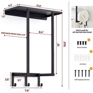 WEKIS Modern Wall <b>Mounted</b> Bathroom Towel Rack with 3 Hooks Cast Iron in ORB Color for Large and Small Towels - Product Image 2