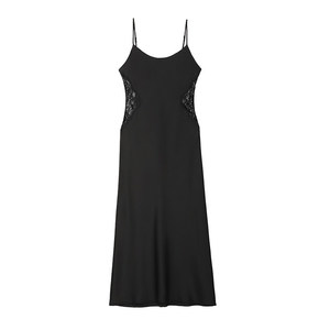 <span class=keywords><strong>Robe</strong></span> <span class=keywords><strong>longue</strong></span> d'été sexy unie sans bretelles en satin fin blanc respirant avec dentelle ajourée à la taille, <span class=keywords><strong>mi</strong></span>-<span class=keywords><strong>longue</strong></span>, style sling - Product Image 6
