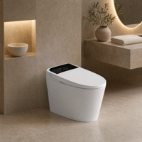 WC intelligent allongé certifié CE avec double chasse d'eau, chauffage instantané, télécommande et options de siphon en P/S