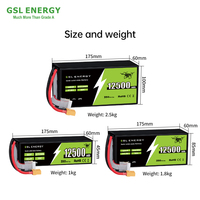 Аккумулятор GSL ENERGY Solid State для дронов, 12500 мАч, 12.5 Ач, 350 Втч/кг, 6S, 12S, 14S, 1000 циклов, 1 кг, для БПЛА с вертикальным взлетом и посадкой, для сельскохозяйственного опрыскивания