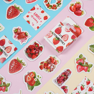 46pcs/pack Box-Packed Stickers Strawberry Series Flower and Fruit Good-looking Water Cup Phone Case Journal Decoration Stickers