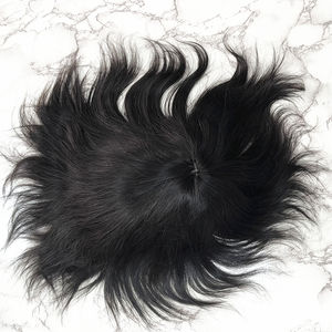 Pleine soie base hommes toupet 130% densité 1b 10% cheveux gris vrais cheveux humains hommes toupet perruque - Product Image 4