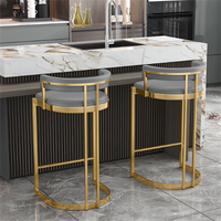 Tabourets de bar hauts en velours, modernes, pour restaurant, café, loisirs, avec cadre en fer, écologiques, durables, avec coussin rembourré et accoudoirs