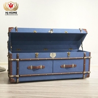 HJ HOME Table à ongles rétro aviateur Rangement en métal Armoire de rangement pour le vin Tissu antique Toile de coffre Meubles de salon Meuble TV