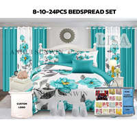Ensemble de literie king size en coton, 24 pièces, grand format, ensemble de draps, ensemble de literie 25 pièces avec rideaux assortis, couvre-lit king size