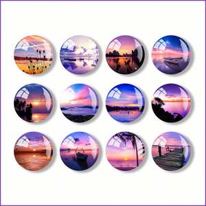 Autocollants magnétiques souples pour réfrigérateur en verre avec motifs de pierres précieuses, représentant des coucher de soleil romantiques, des lever de soleil et des moments de beauté du coucher de soleil précoce - Product Image 2