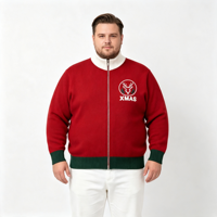 Pull tricoté pour homme à thème de Noël, style ethnique, avec appliqué tête de cerf, fermeture éclair et col ouvert, ODM OEM