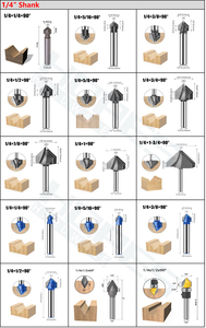 1/4 shank karbür düz İpucu 60 derece ahşap değirmen V oluk freze uçları ağaç İşleme marangozluk mobilya <span class=keywords><strong>CNC</strong></span> kesme aletleri için - Product Image 5