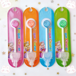 Nettoyeur de langue pour enfants en silicone sans BPA, design sucette mignon, poignées faciles à saisir, capuchons souriants, aide à rafraîchir l'haleine - Product Image 1
