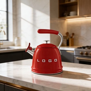 Iconic Retro 1950s Style 2.3L Whistling <strong>Kettle</strong> Stainless Steel Glossy Enamel Stovetop Tea Pot Pastel Colors - Product Image 4